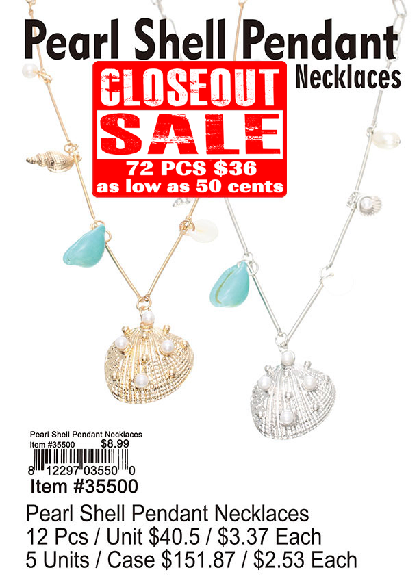 Pearl Shell Pendant Necklaces - Closeout 72 Pcs.